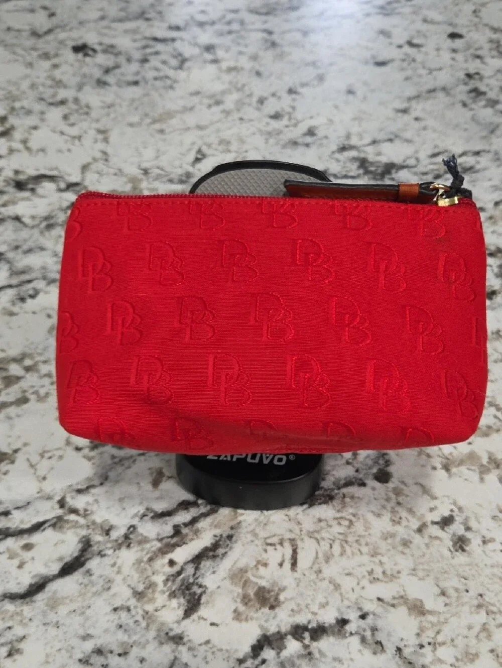 Dooney & Bourke Red Embossed Logo Cosmetic Pouch